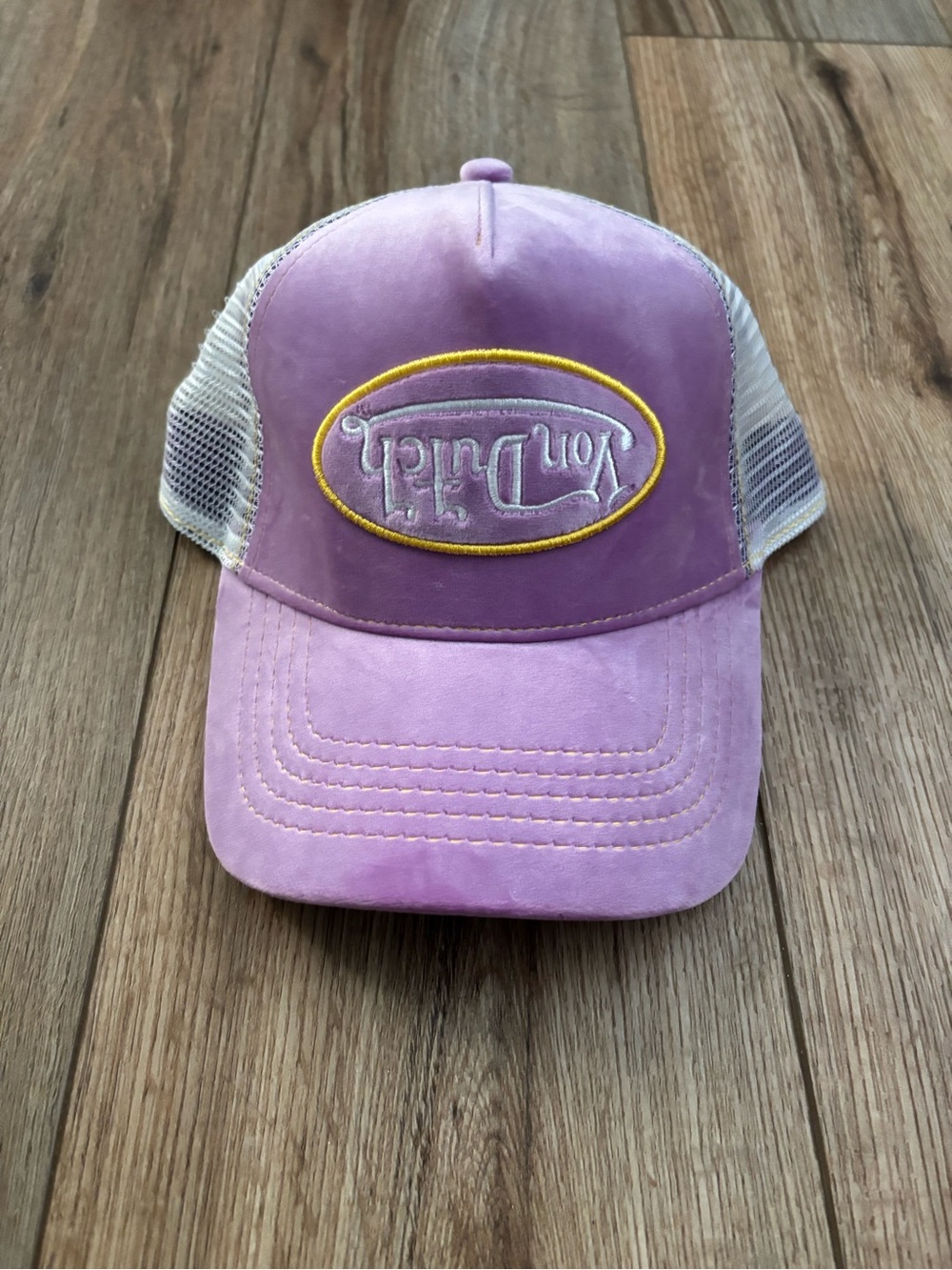 Vintage Y2K Velvet Purple/Lilac Yellow White Von Dutch Hat